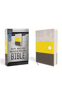 Niv, Boys' Backpack Bible, Compact, Leathersoft, Yellow/Gray, Red Letter Edition, Comfort Print
