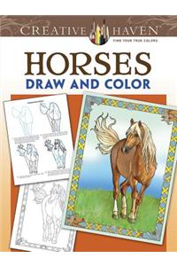 Creative Haven Horses Draw and Color