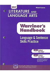 Holt Literature & Language Arts Warriner's Handbook: Language and Sentence Skills Practice Grade 9 Third Course