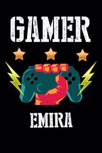 Gamer Emira: Liniertes Notizbuch für deinen Vornamen