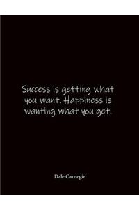 Success is getting what you want. Happiness is wanting what you get. Dale Carnegie