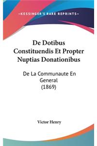 de Dotibus Constituendis Et Propter Nuptias Donationibus