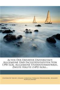 Acten Der Erfurter Universitaet