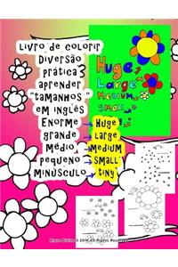 livro de colorir grande médio pequeno Aprender tamanhos em inglês para crianças todos quem quer aprender Inglês