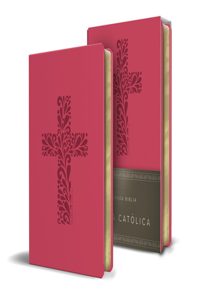 Biblia Católica en español. Símil piel fucsia, tamaño compacto / Catholic Bible.  Spanish-Language, Leathersoft, Fuchsia, Compact
