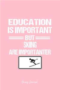 Skiing Journal: Downhill Skiing Snow Education Humor Funny Christmas Gift - Pink Dotted Dot Grid Bullet Notebook - Diary, Planner, Gratitude, Writing, Goal, Log Jou