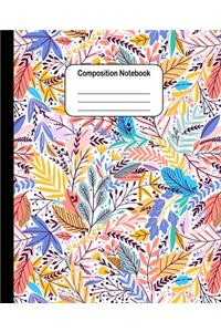 Composition Notebook - Colorful Autumn Leaves, Yellow, Green, Blue