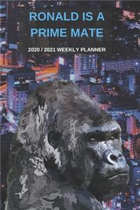 2020 / 2021 Two Year Weekly Planner For Ronald Name - Funny Gorilla Pun Appointment Book Gift - Two-Year Agenda Notebook
