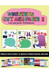 Cut and paste Worksheets (20 full-color kindergarten cut and paste activity sheets - Monsters 2)
