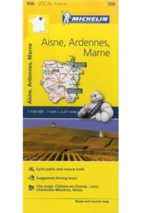 Aisne, Ardennes, Marne - Michelin Local Map 306