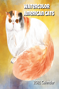 Watercolor American Cats 2021 Calendar