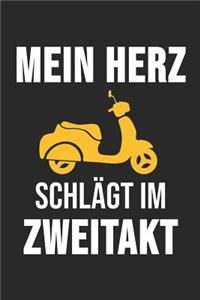 Mein Herz Schlägt Im Zweitakt: 6' x 9' Kariertes Karo Notizbuch für Moped, Mofa & Roller Fahrer