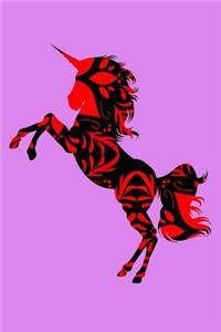 Bright Red And Black Unicorn
