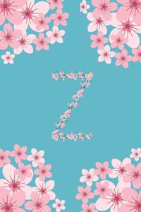 Z Monogram Letter Z Cherry Blossoms Journal Notebook