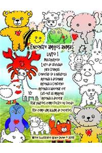 Encontre amigos animais livro 1 Multipurpose Livro de atividade para Crianças Conectar-se a natureza Aprenda a desenhar Aprenda a Contorno Aprenda a adicionar cor Cut-out as imagens Aprenda a decorar padrões como feltro ou tecido álbum de recortes