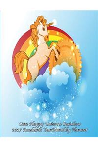 Cute Happy Unicorn Rainbow 2017 Academic Year Monthly Planner