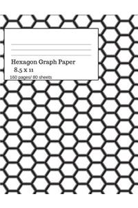 Hexagon Graph Paper: Hexagonal Paper Notebooks, Hexagon Small, Graph Paper Hexagon, 160 Pages/ 80 Sheets, 8.5 X 11 Size. Honey Comb Theme
