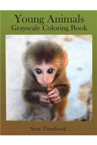 Young Animals Grayscale Coloring Book