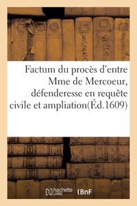 Factum du procès d'entre madame de Mercoeur, défenderesse en requête civile et ampliation