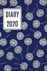 2020 Daily Diary Journal, White & Blue Dandelions