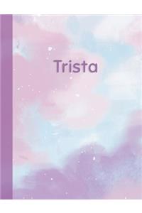 Trista: Personalized Composition Notebook - College Ruled (Lined) Exercise Book for School Notes, Assignments, Homework, Essay Writing. Purple Pink Blue Cov