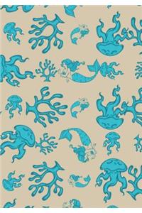 Mermaid Octopus Coral Nautical Sealife Lined Undated Journal