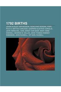 1792 Births: Johan August Arfwedson, Gioachino Rossini, Pope Pius IX, Matteo Carcassi, Gaspard-Gustave Coriolis, John Herschel