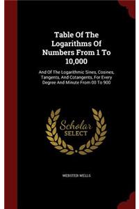 Table Of The Logarithms Of Numbers From 1 To 10,000