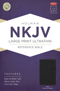 NKJV Large Print UltraThin Reference Bible, Black Genuine Leather