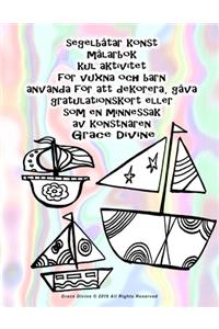 segelbåtar konst målarbok kul aktivitet för vuxna och barn använda för att dekorera, gåva gratulationskort eller som en minnessak av konstnären Grace Divine