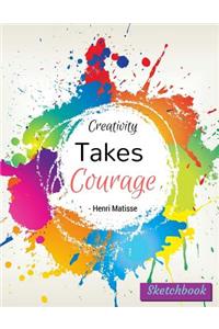 Creativity Takes Courage Kids Sketchbook - Extra Large (8.5 x 11), 120 Pages, Rainbow Design Volume 1