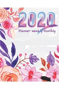 2020 Planner Weekly Monthly: Jan 1, 2020 to Dec 31, 2020: Weekly & Monthly Planner + Calendar Views Series: Flower