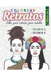 Colorear Retratos - 2 libros en 1