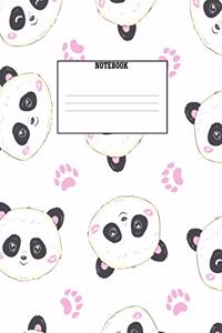 Notebook: Sweet Panda Faces and Paw Prints Students and Teachers Composition Notebook; 120 Pages 7.5" x 9/25" Wide Ruled Lined Paper; Elementary Students Vers