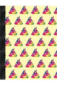 My Super Cute Yellow Rainbow Unicorn Poop Emoji 4x4 Quad Graph Paper Notebook