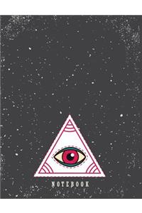 Notebook: All seeing eye on purple cover and Lined pages, Extra large (8.5 x 11) inches, 110 pages, White paper