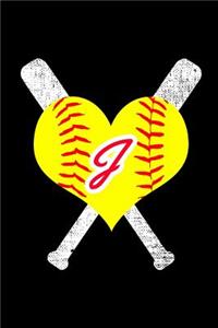 J Monogram Initial Softball Journal