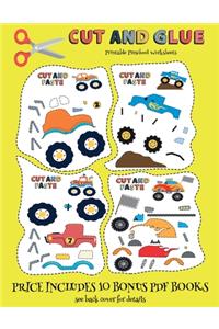 Printable Preschool Worksheets (Cut and Glue - Monster Trucks)