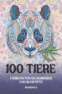 Färbung für Gelschreiber und Bleistifte - Mandala - 100 Tiere