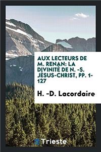 Aux Lecteurs de M. Renan