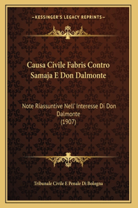 Causa Civile Fabris Contro Samaja E Don Dalmonte