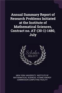 Annual Summary Report of Research Problems Initiated at the Institute of Mathematical Sciences, Contract No. At-(30-1)-1480, July