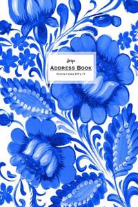 Large Address Book - Office/Desk 8.5 X 11: Blue Floral