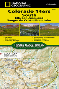 Colorado 14ers South Map [San Juan, Elk, and Sangre de Cristo Mountains]
