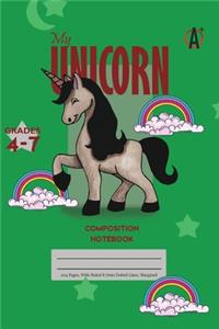 My Unicorn Primary Composition 4-7 Notebook, 102 Sheets, 6 x 9 Inch Green Cover
