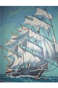 Composition Book Journal: : Vintage Paint-By-Number Pbn, with Mid Century Schooner Sailing Ships Motif Cover, College Ruled Paper, 150 Blank Lined Sheets, 9-3/4 X 7-1/2.