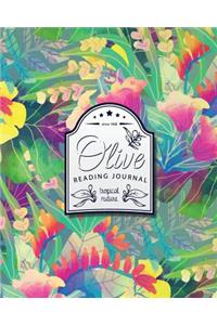 Olive Reading Journal: Easy for Your Favorite Book Tracking & Rating - Size 8x10 (Vol 4)