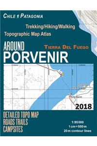Around Porvenir Detailed Topo Map Chile Patagonia Tierra Del Fuego Trekking/Hiking/Walking Topographic Map Atlas Roads Trails Campsites 1