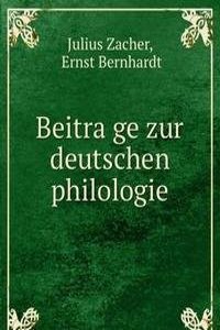 Beitrage zur deutschen philologie