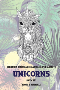 Libro da colorare Mandala per adulti - Fiori e Animali - Animali - Unicorns